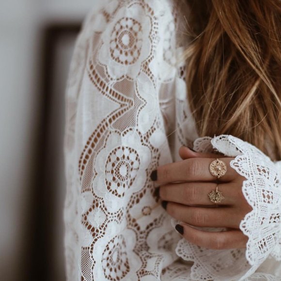 New White Lace Long Sleeve Blouse Top - Picture 7 of 12